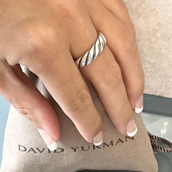 David Yurman 925 Sterling Silver 6mm Sculpted Cable Contour Ring Size 8US - Picture 3 of 4